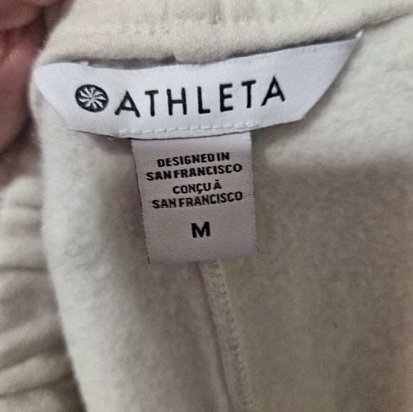 Athleta Cream Colored Forever Fleece Jogger Sweatpants Medium - Picture 6 of 7